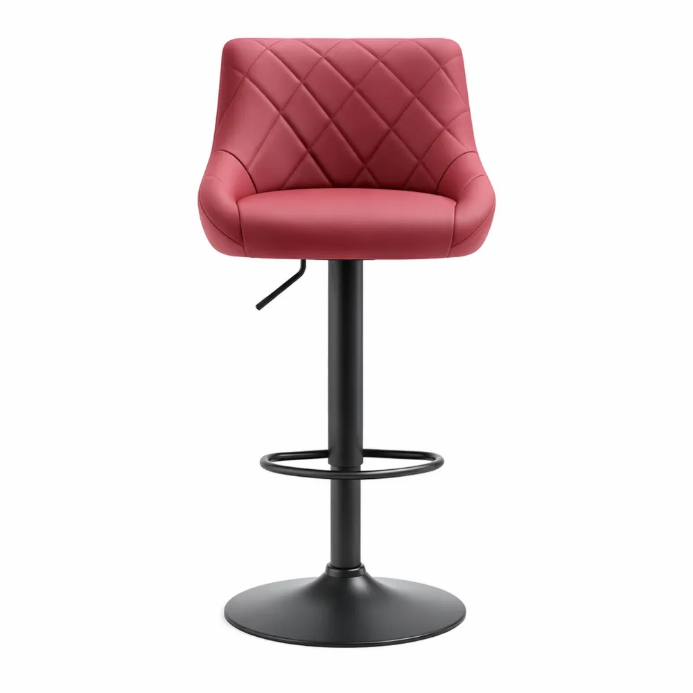 Chaise de Bar Réglable en Similicuir avec Dossier et Repose-Pied, Bordeaux