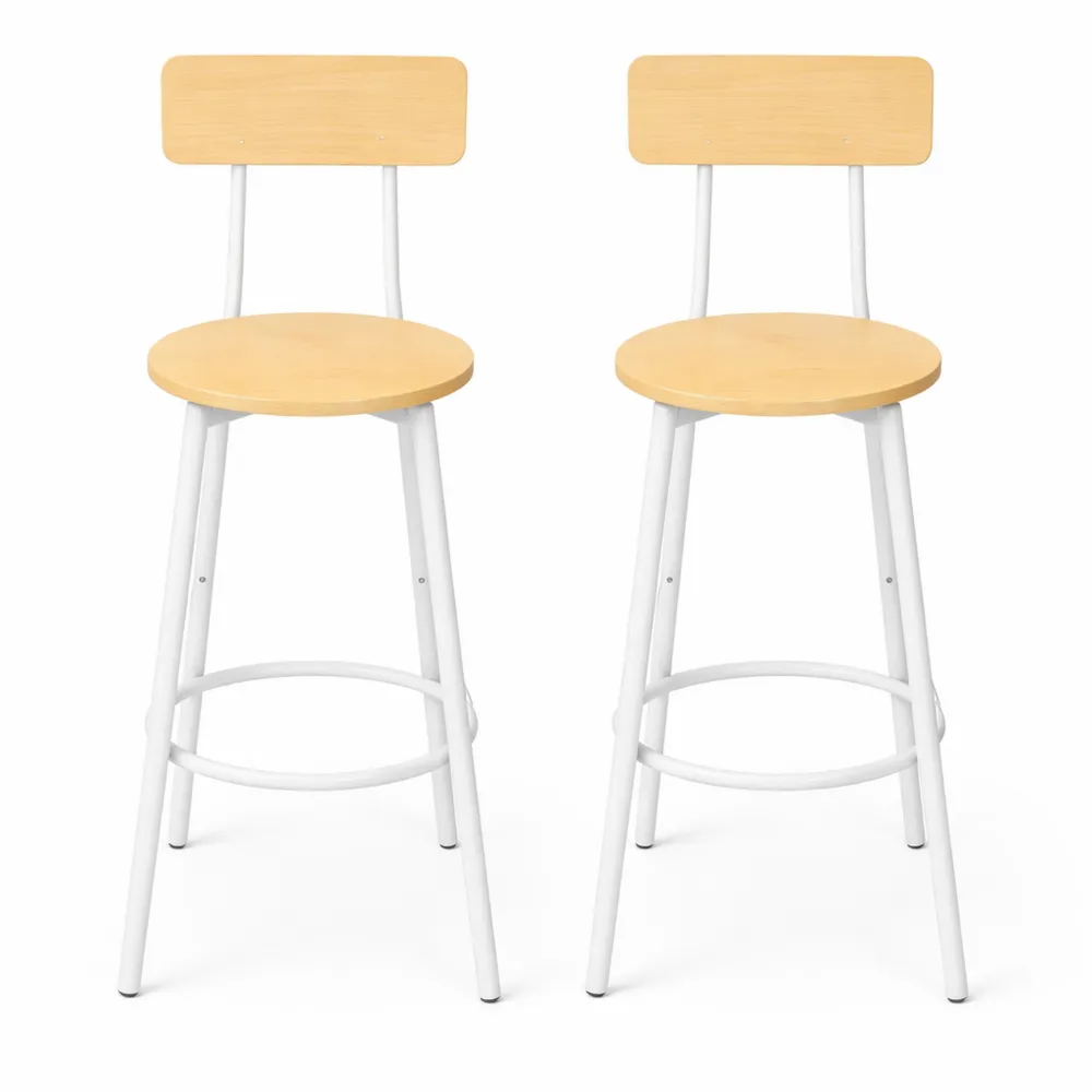 Lot de 2 Tabourets de Bar avec Dossier et Repose-Pieds pour Cuisine et Salon