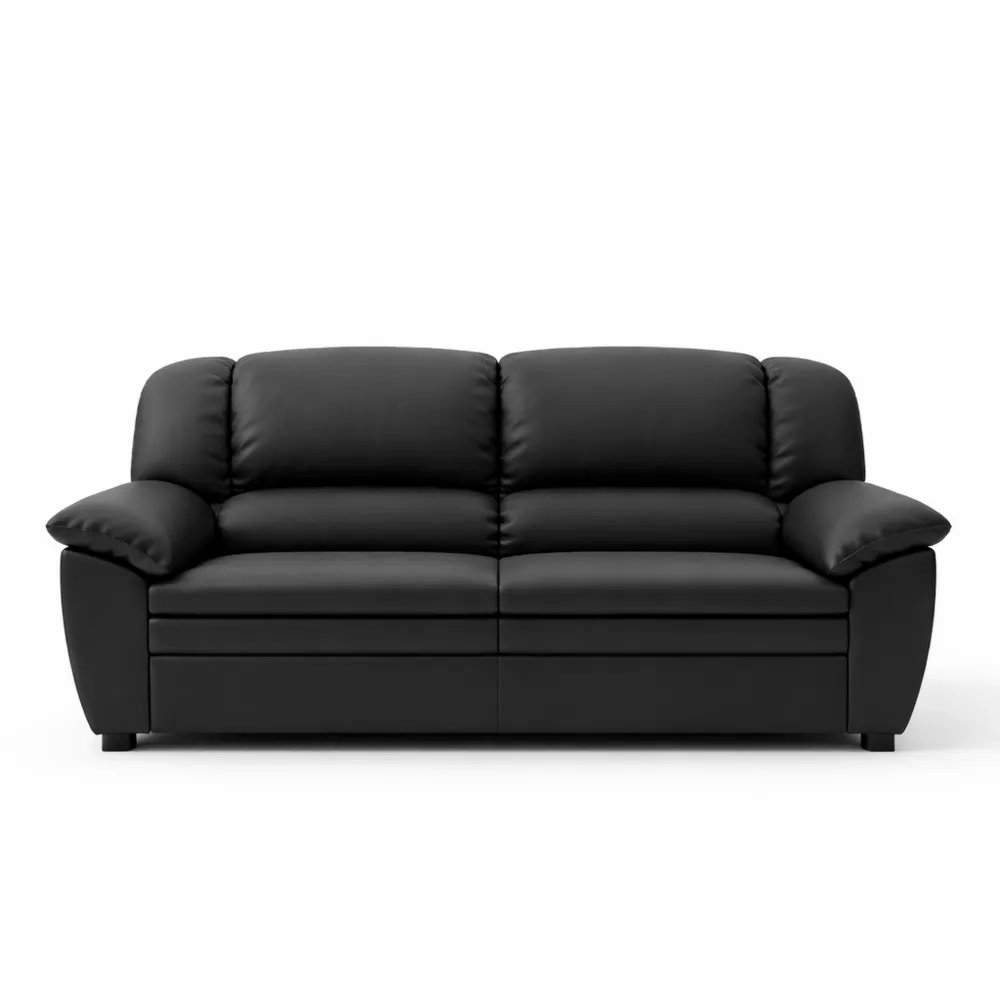 Canapé en cuir synthétique 2/5 places, design classique, noir