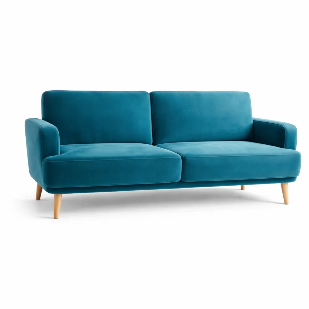 Canapé-lit en velours bleu 3 places