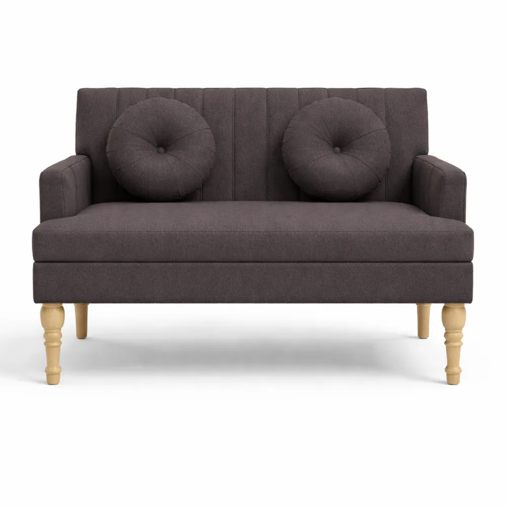 Banquette Moderne en Tissu Marron Foncé avec Accoudoirs