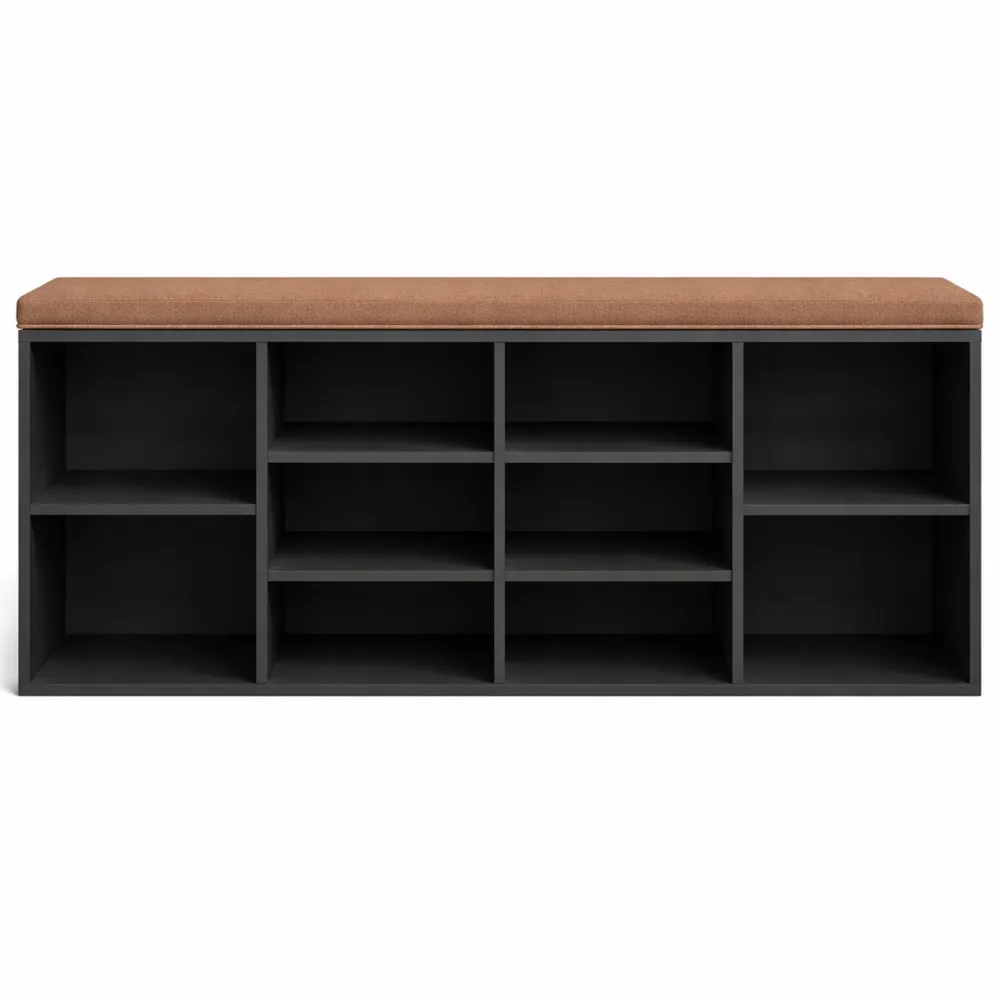 Meuble de Rangement pour Chaussures en Bois Noir 103x30x48 cm