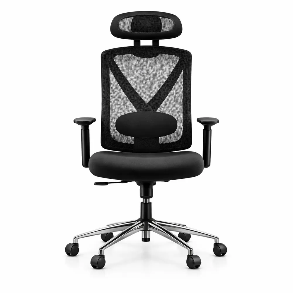 Chaise de bureau ergonomique avec repose-tête ajustable et soutien lombaire