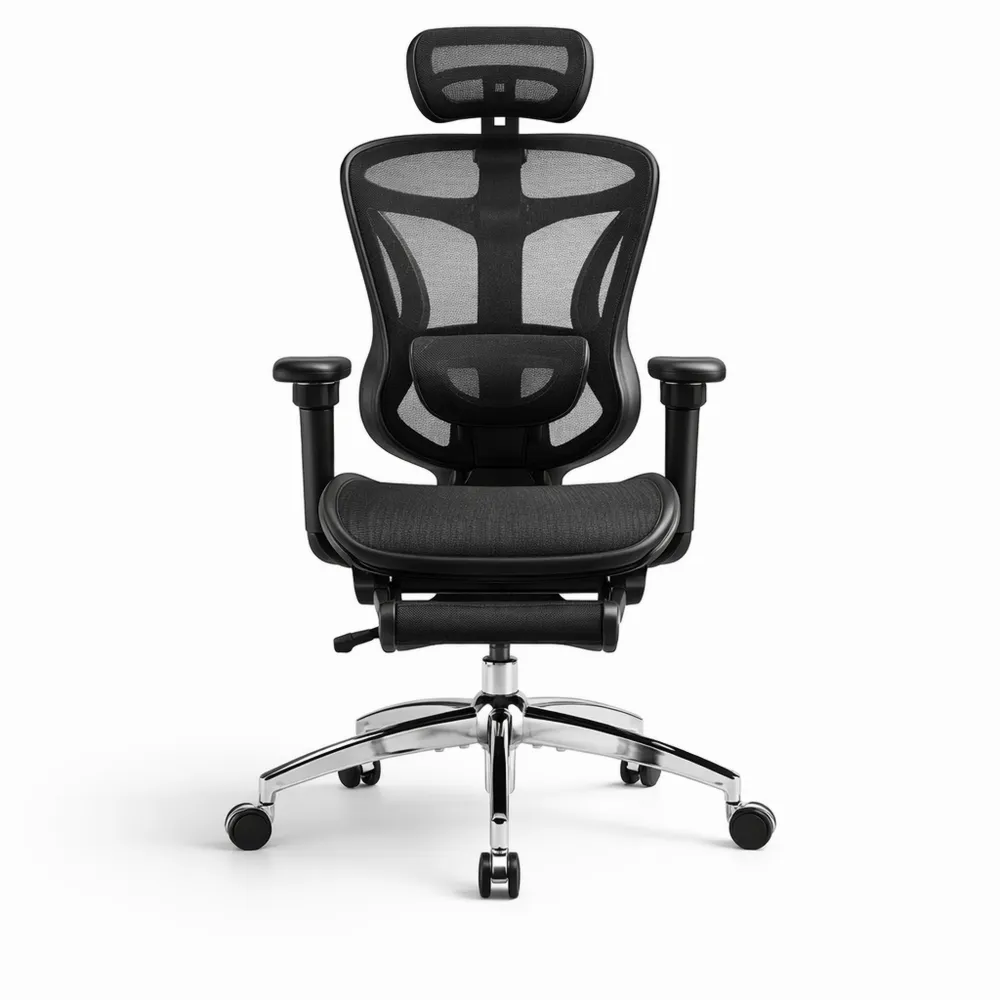 Chaise de Bureau Ergonomique avec Soutien Lombaire et Repose-Pieds