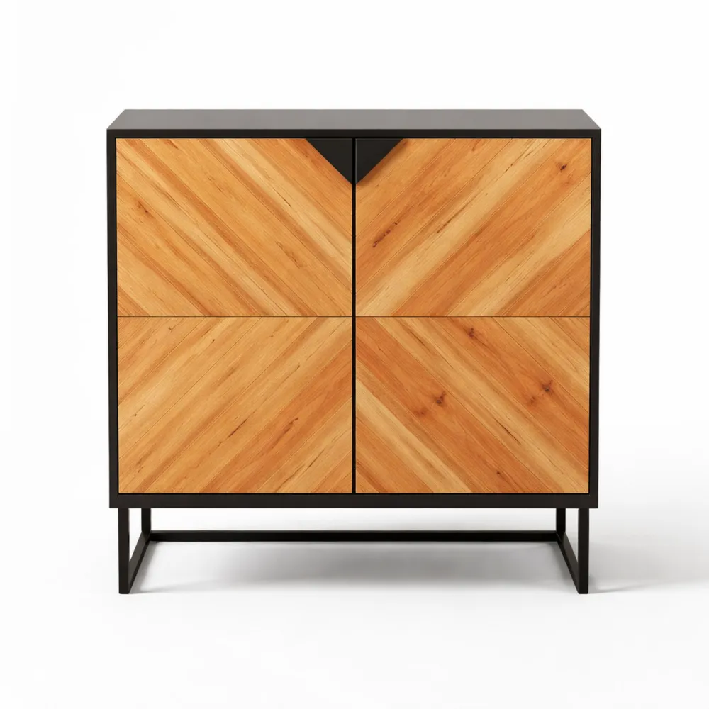 Buffet moderne à 2 portes sur pieds métalliques