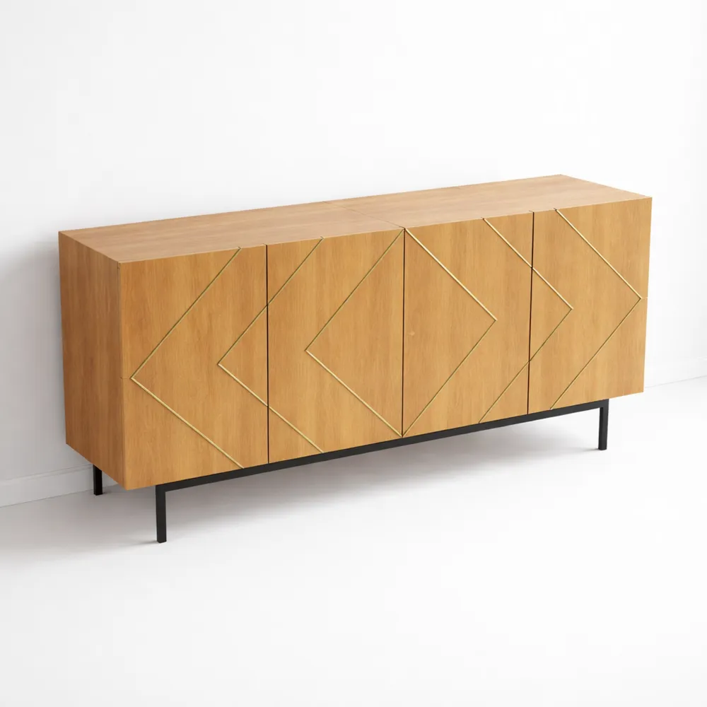 Meuble de Rangement en Bois avec Étagères Réglables et Portes