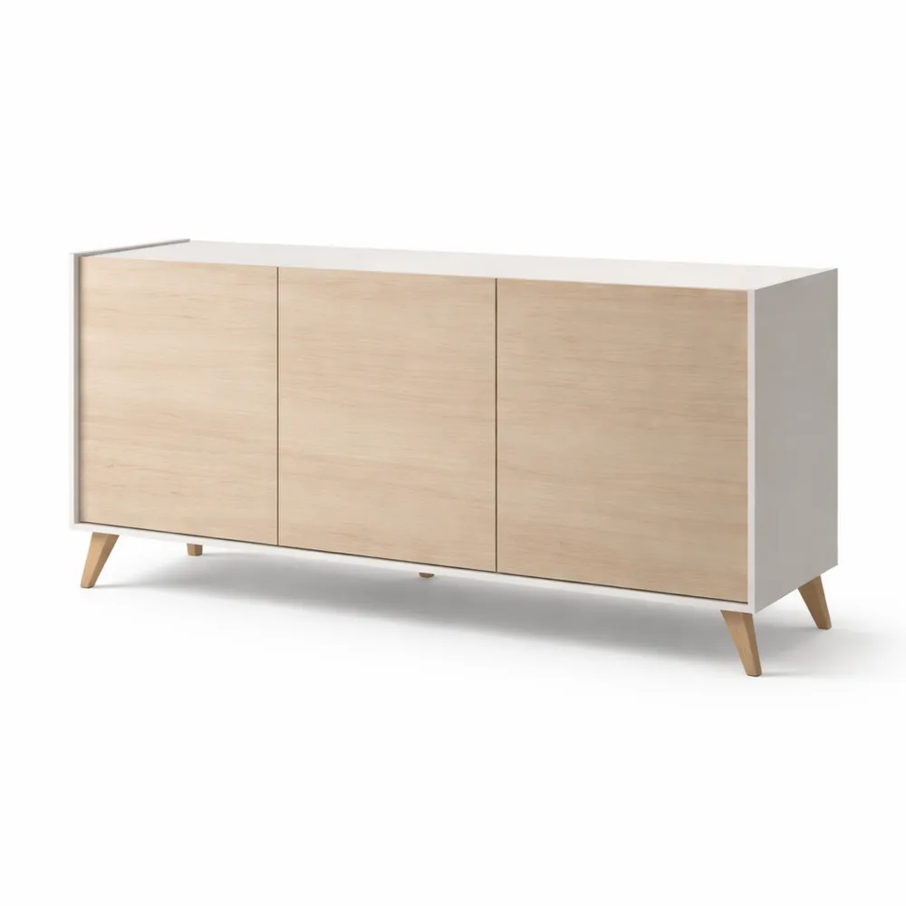 Buffet de Salon Moderne 3 Portes Chêne Blanc 155x43x75 cm
