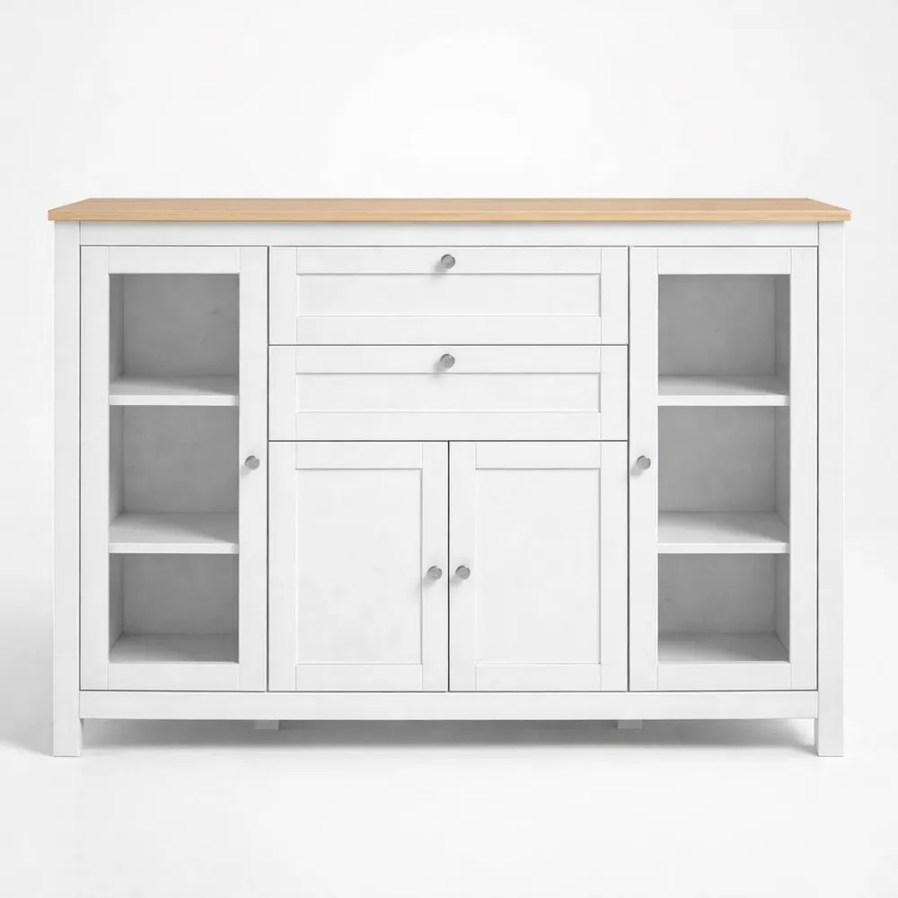 Buffet Moderne avec Espace de Rangement Polyvalent, Blanc, 120x40x90cm