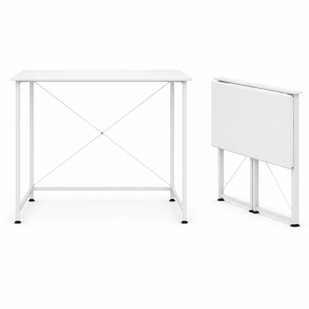 Table pliante pour ordinateur portable, compacte, blanche, 80x45.5x74 cm-Balmyroom