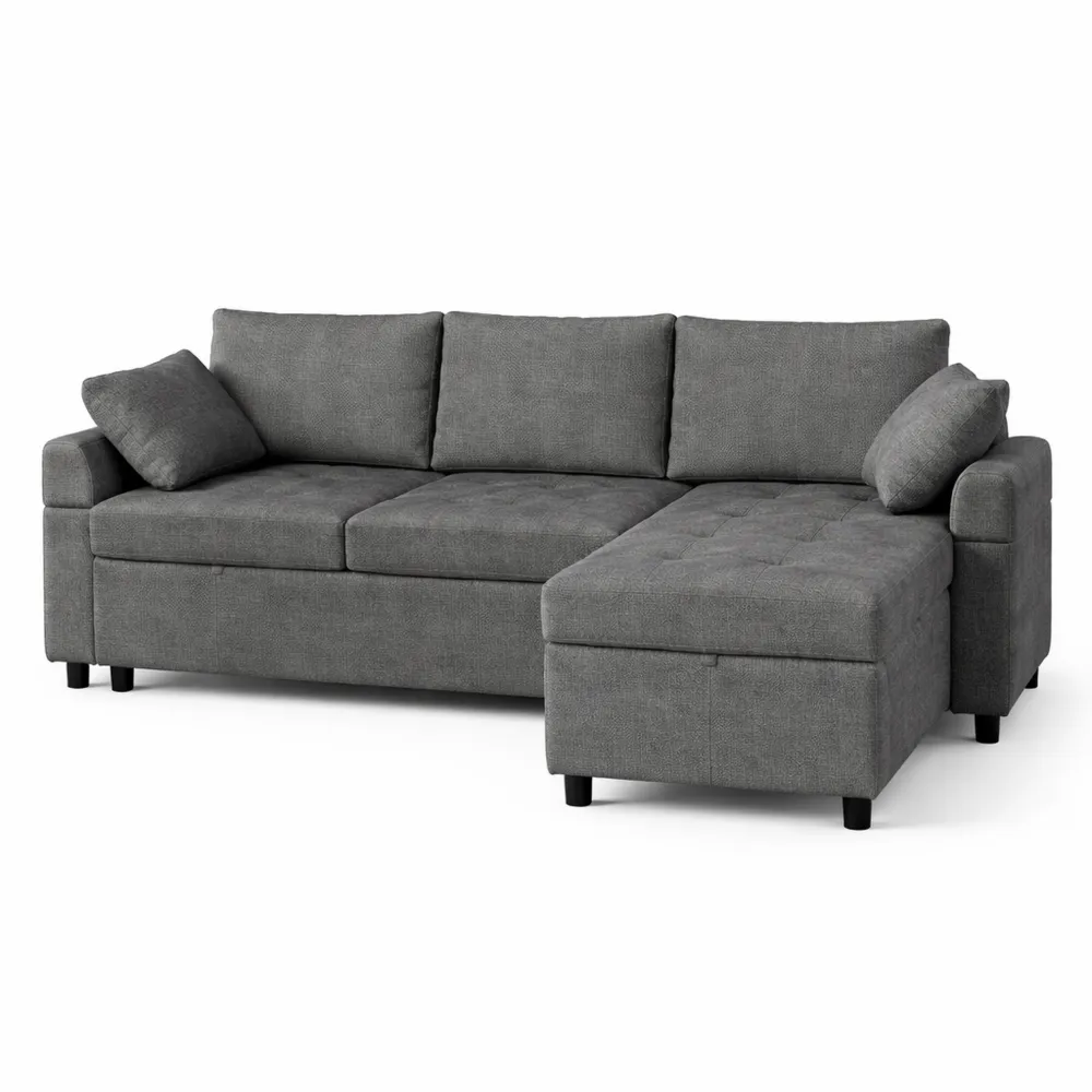 Canapé d'angle convertible avec rangement et ports USB, 3 places-Balmyroom