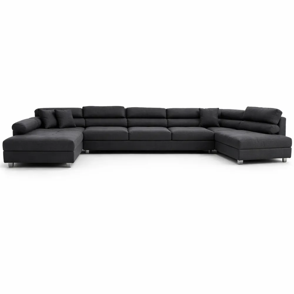 Canapé d'angle convertible en velours côtelé gris foncé-Balmyroom