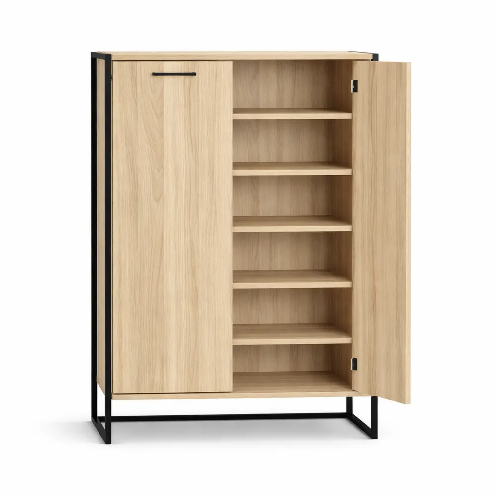 Meuble à Chaussures Industriel 18 Paires, 2 Portes-Balmyroom