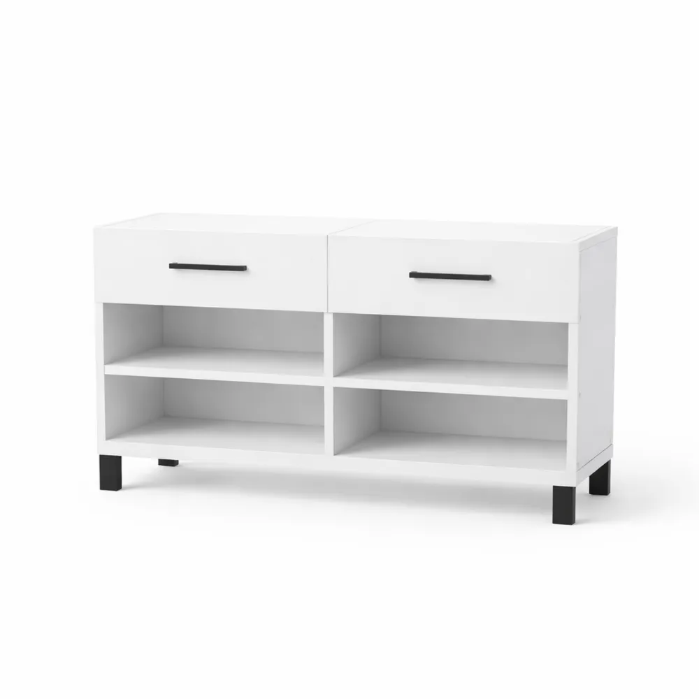 Banc de rangement pour chaussures en bois blanc 102x35x55 cm-Balmyroom