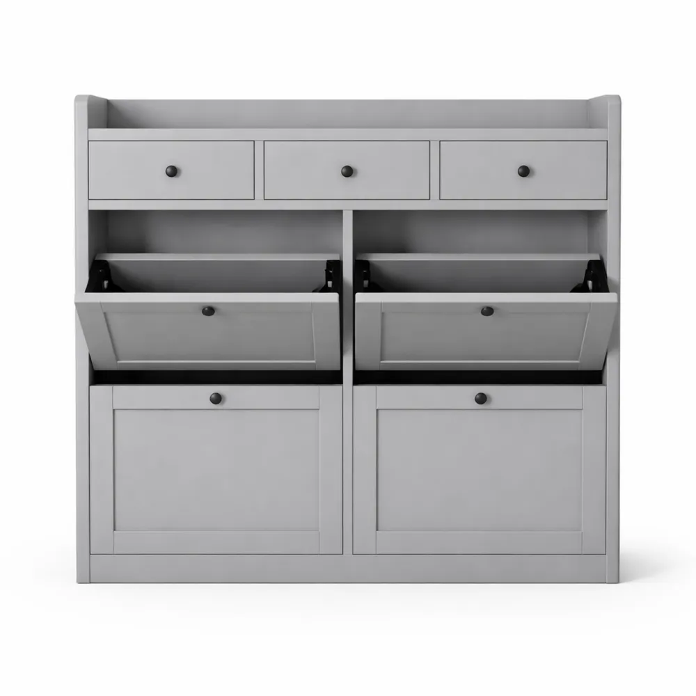 Armoire à Chaussures 4 Tiroirs Rabattables avec Rangement Tissu-Balmyroom