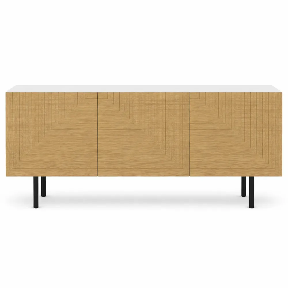 Banc TV en Bois avec Rangement à Portes Cannelées pour Écran jusqu'à 65 Pouces-Fieldabode