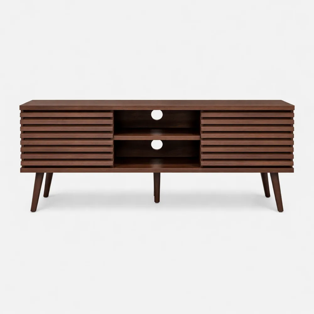 Meuble TV scandinave avec portes et étagère centrale-Fieldabode