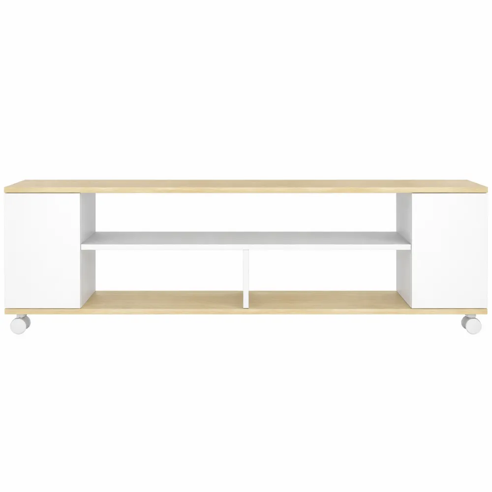 Meuble TV mobile avec étagères de rangement pour écran jusqu'à 55 pouces-Fieldabode