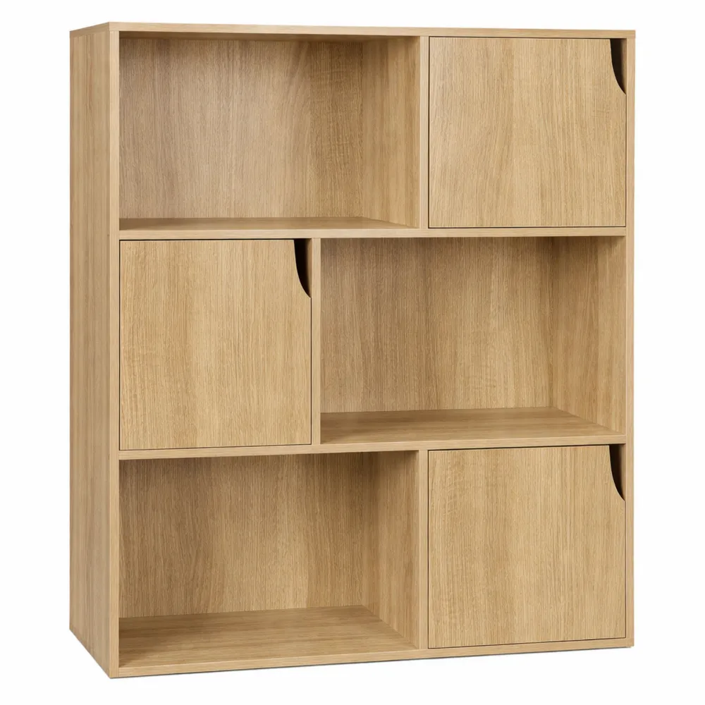 Étagère en Chêne avec Portes et Compartiments Modulables-Fieldabode