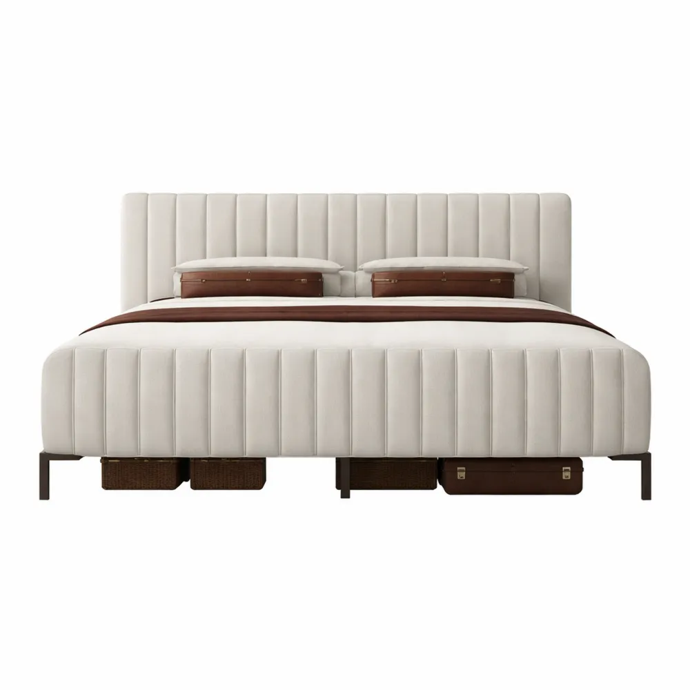 Cadre de lit double 180x200 cm avec tête réglable et lattes-Fieldabode