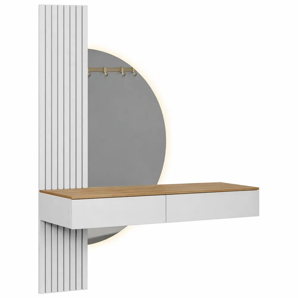 Table de Maquillage avec Miroir LED et Rangement, 100 cm-Fieldabode