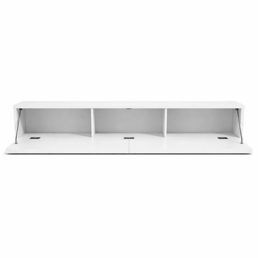 Meuble TV Moderne Blanc Mat, Largeur 160 CM, avec Fermeture Amortie-Ibexhaus