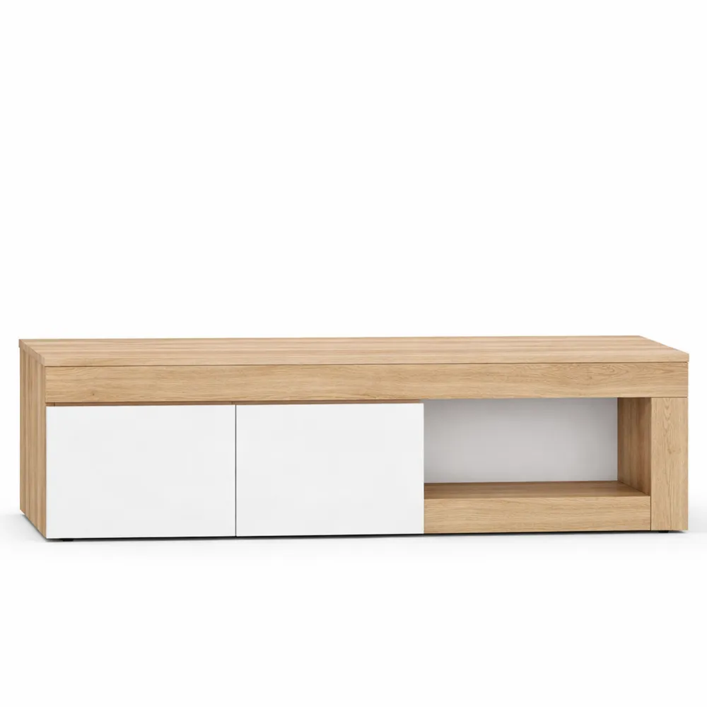 Meuble TV en bois avec placard 2 portes et compartiment ouvert, jusqu'à 60 pouces-Ibexhaus