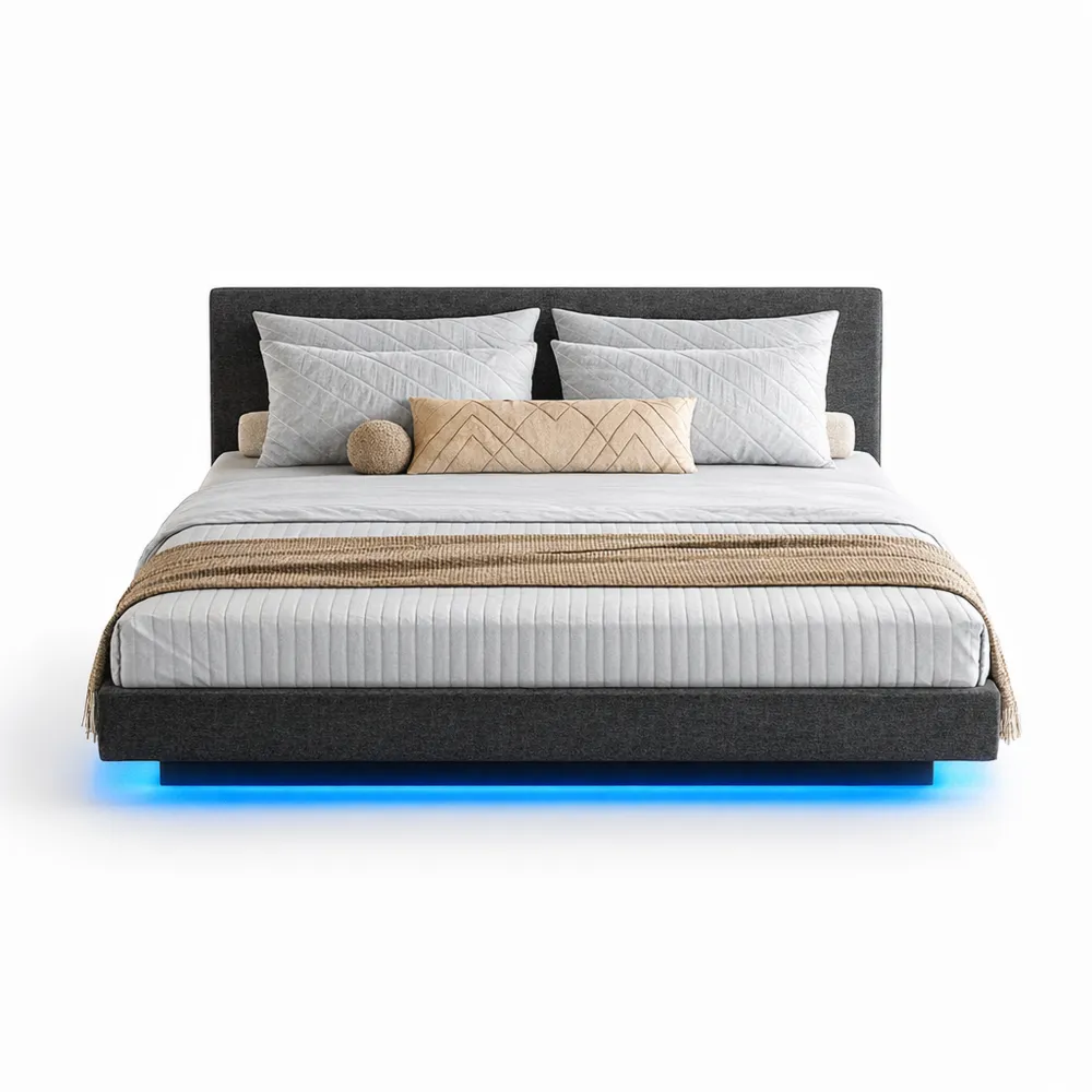 Cadre de lit double moderne 140x190 cm avec LED-Ibexhaus