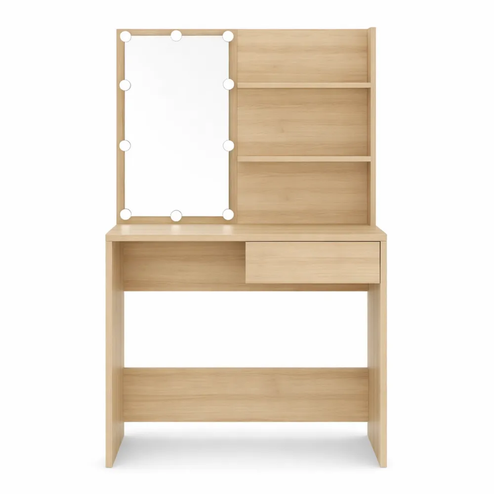 Table de maquillage moderne avec éclairage LED et rangement-Ibexhaus