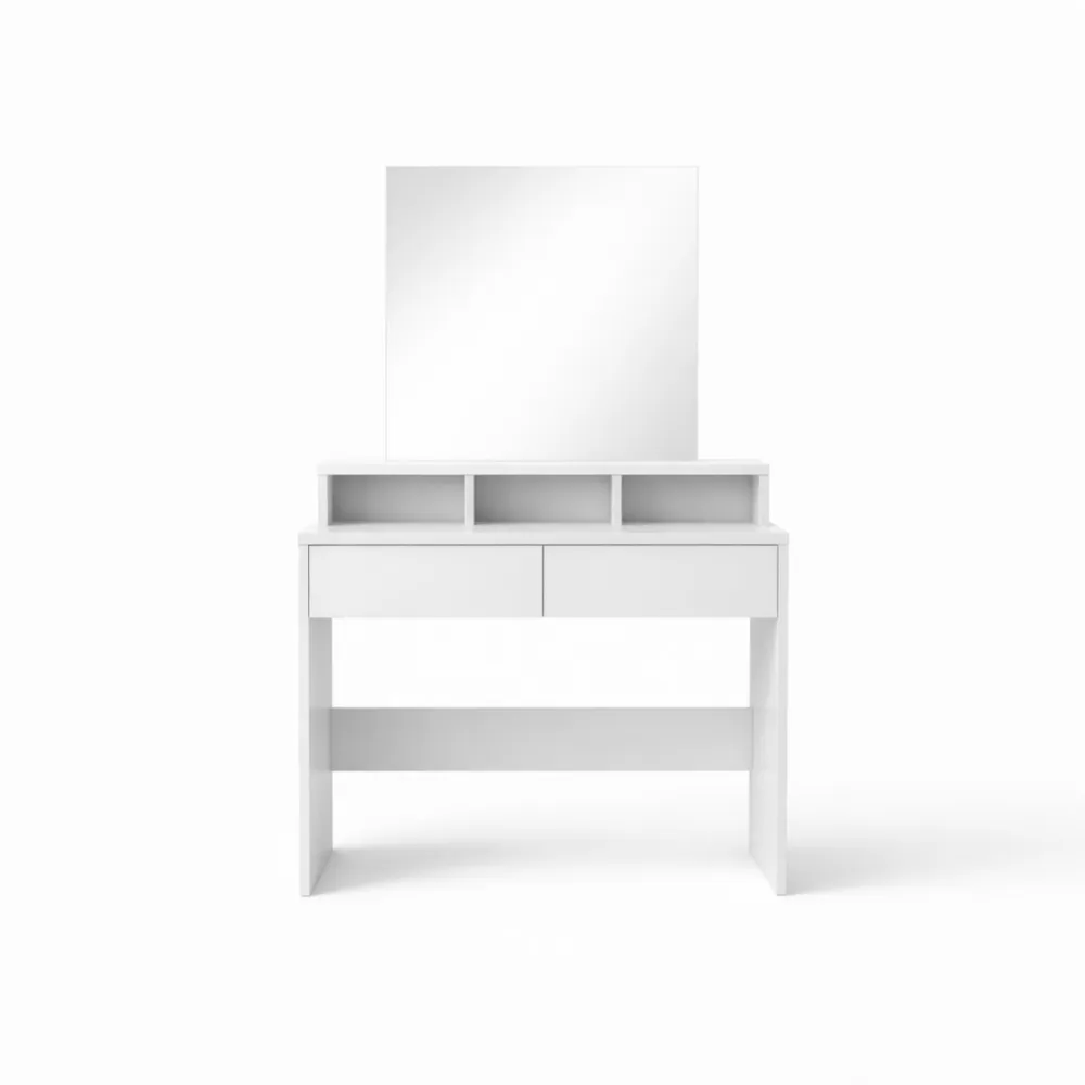 Table de maquillage moderne avec miroir et rangements pour chambre-Ibexhaus