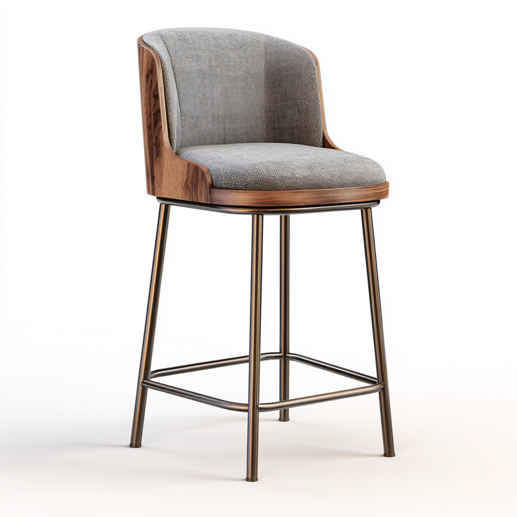 Sgabello da bar-Legno-Metallo-50x47x103 cm-Grigio-Design moderno-Pineupnest