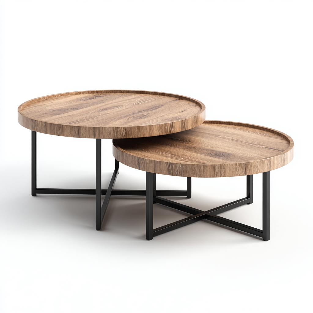 Tavolino da caffè-Legno-Metallo-98x98x43 cm-Marrone-Nero-moderno-Pineupnest