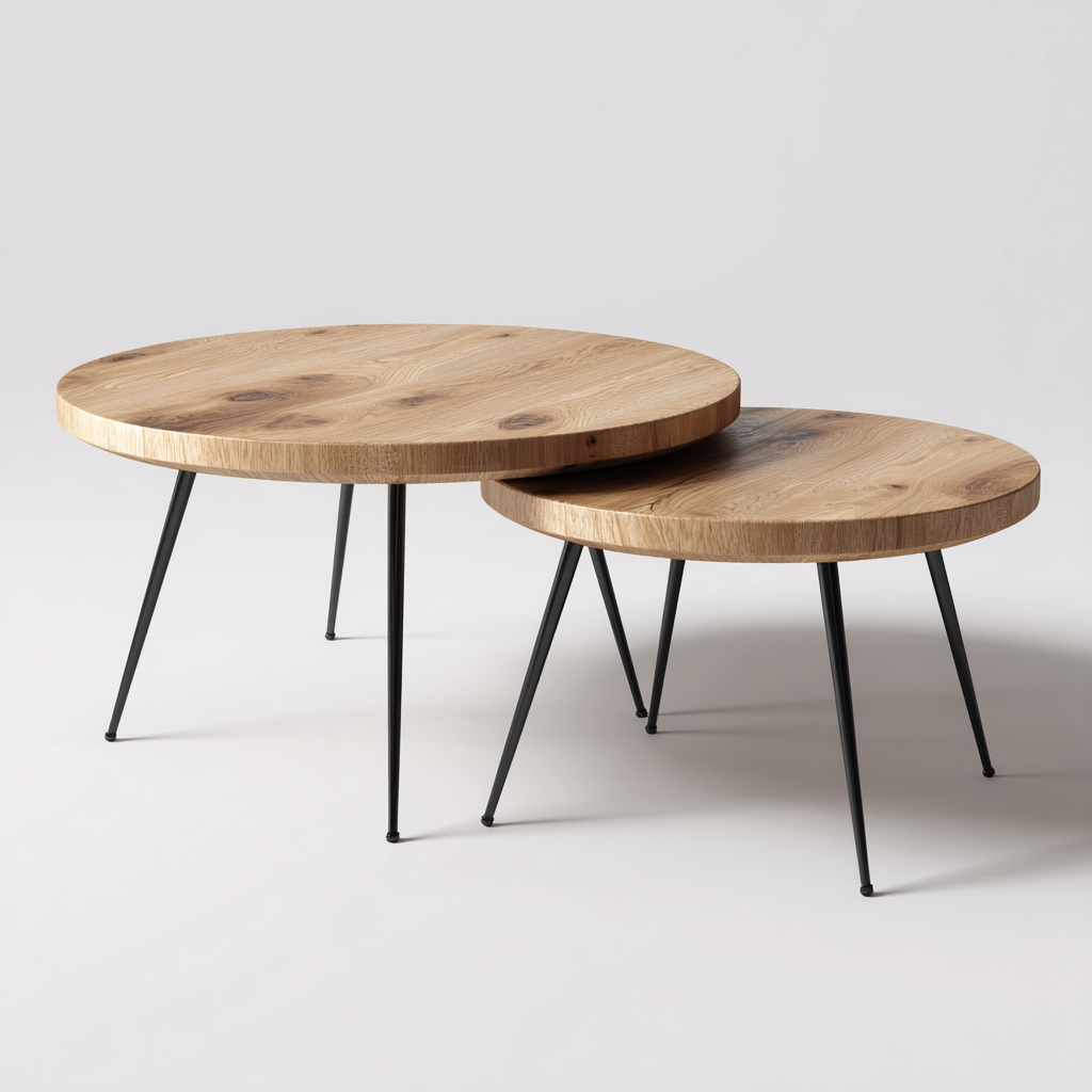 Tavolino da caffè-Legno-Metallo-100x100x45 cm-Marrone-Nero-moderno-Pineupnest