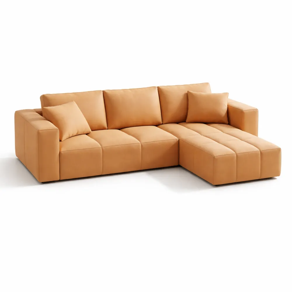 Canapé d'angle modulable en velours avec méridienne réversible