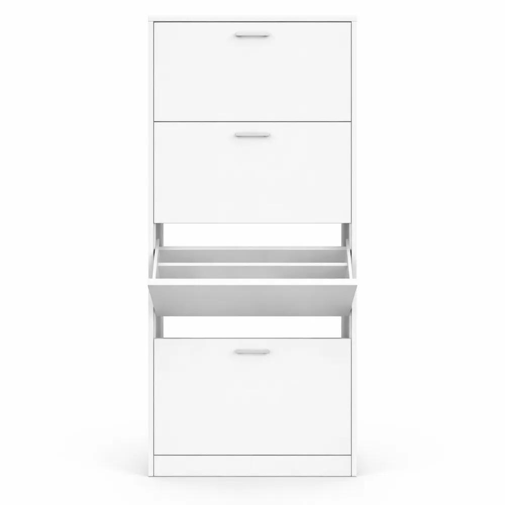 Armoire à Chaussures 24 Paires à 4 Portes Blanc