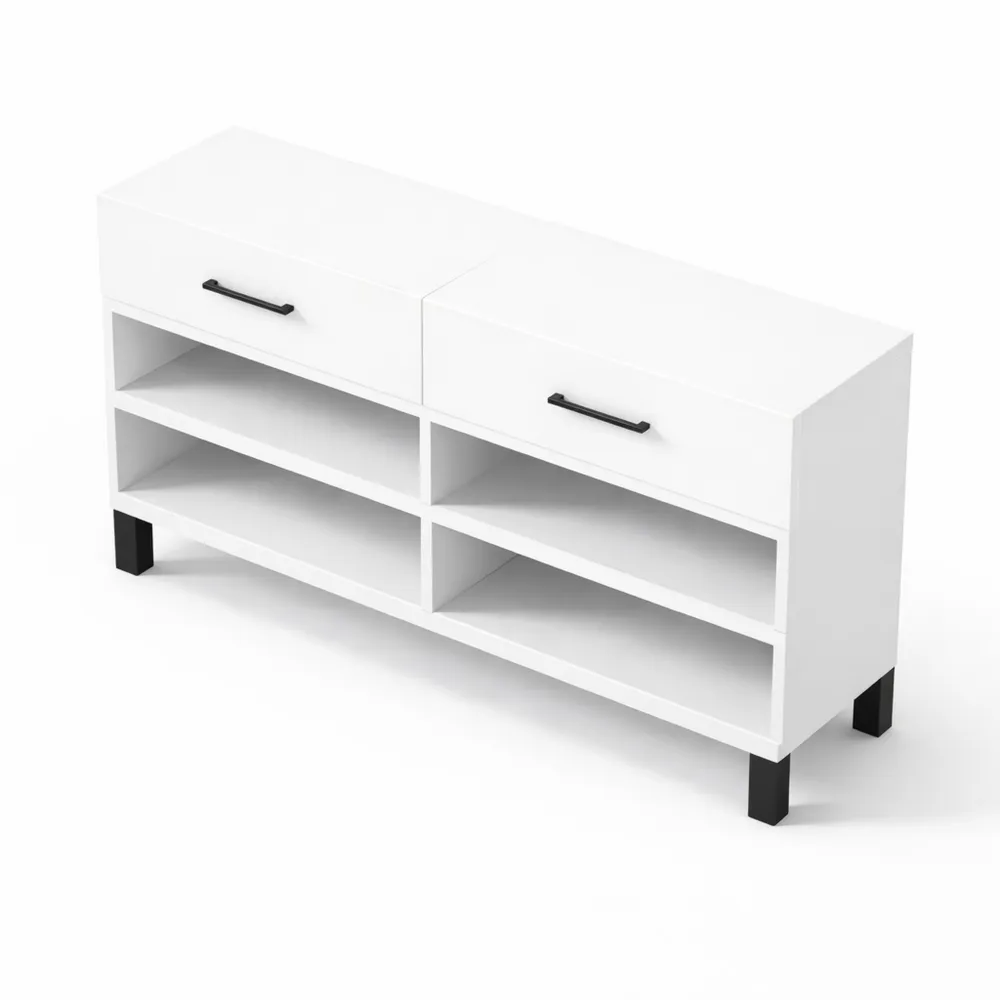 Meuble de Rangement à Chaussures en Bois Blanc 102 x 35 x 55 cm