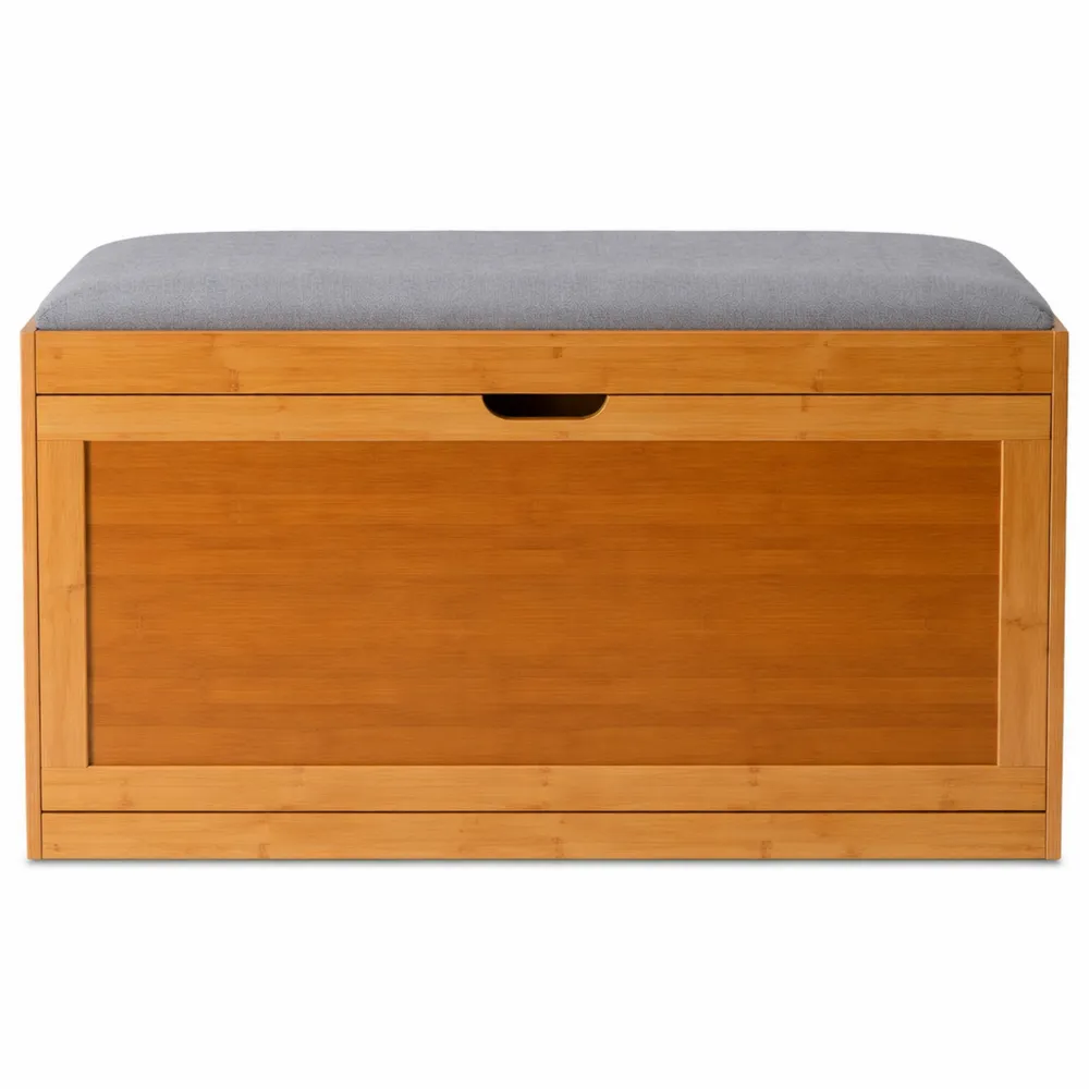 Banc de Rangement Chaussures, 49 x 80 x 30 cm, Couloir ou Entrée, Bois et Gris