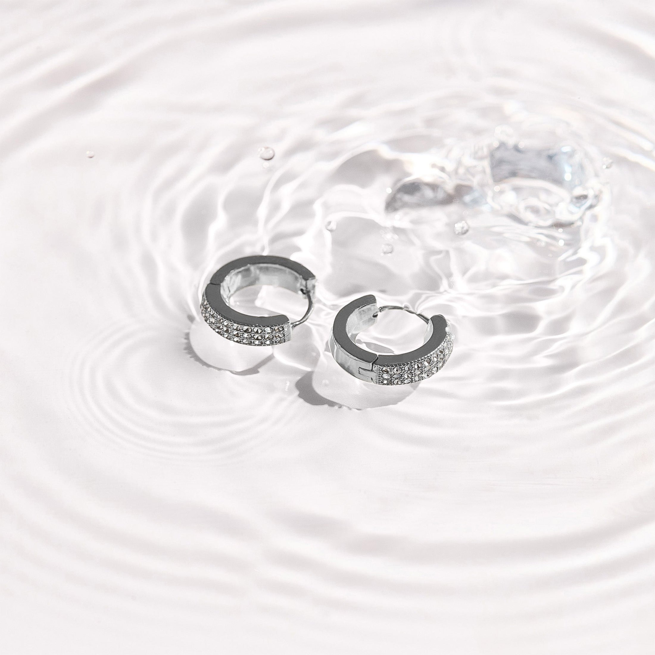 Pavé Crystal Huggie Hoop Earrings-Chicira