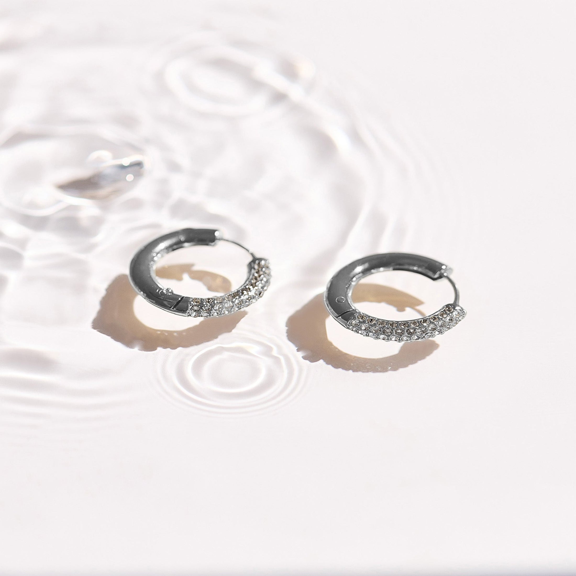 Crystal Pave Statement Hoops-Chicira