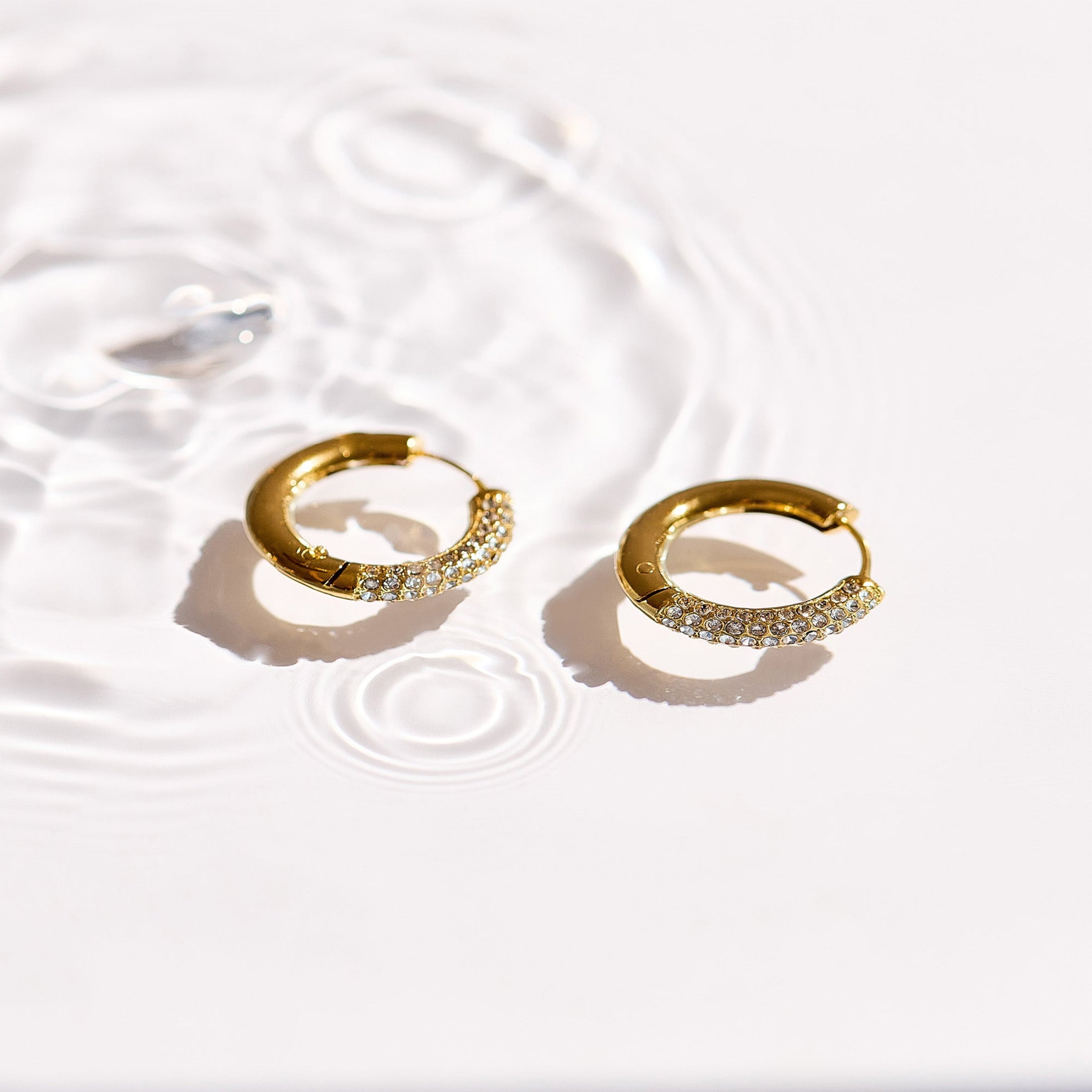 Crystal Pave Statement Hoops-Chicira