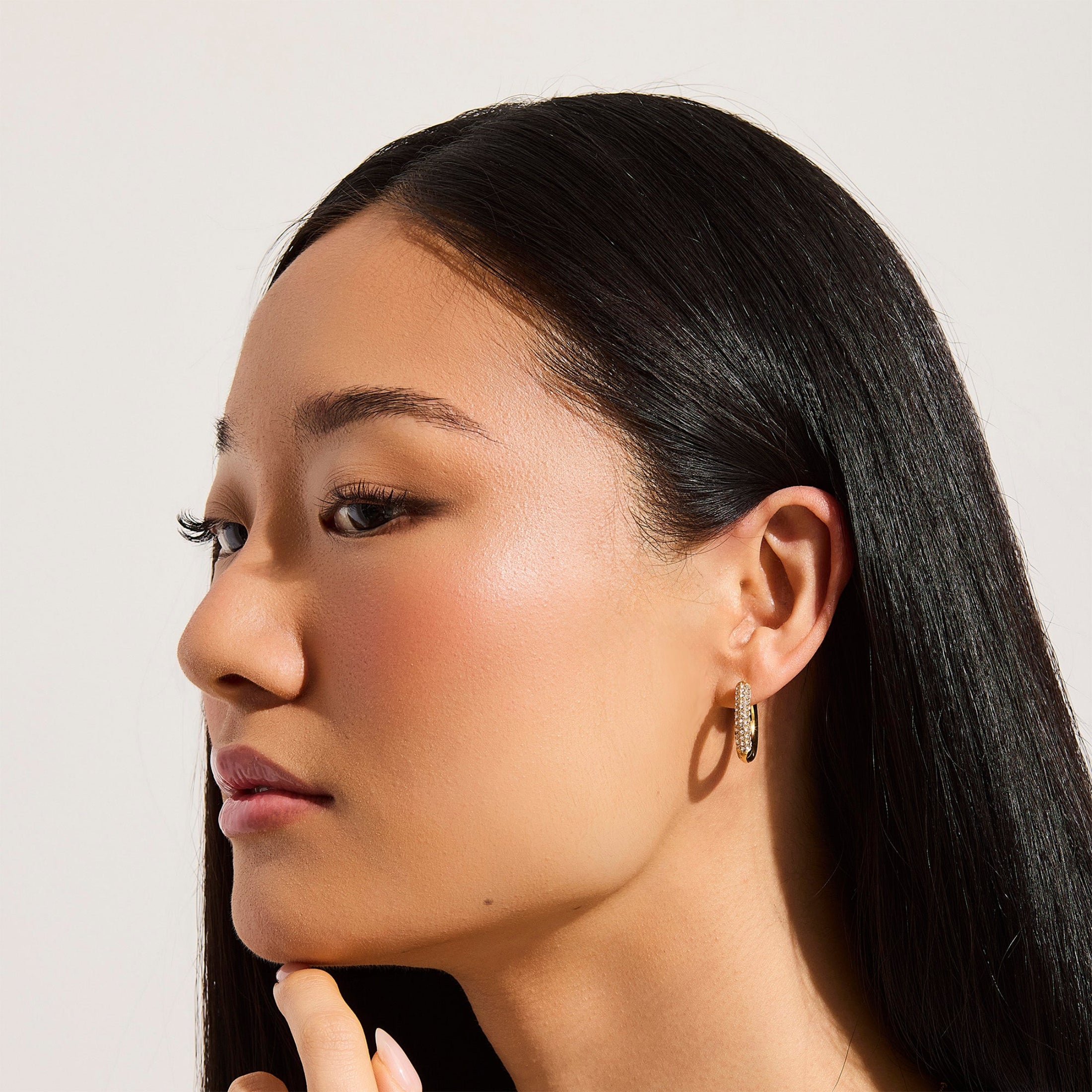 Crystal Pave Statement Hoops-Chicira