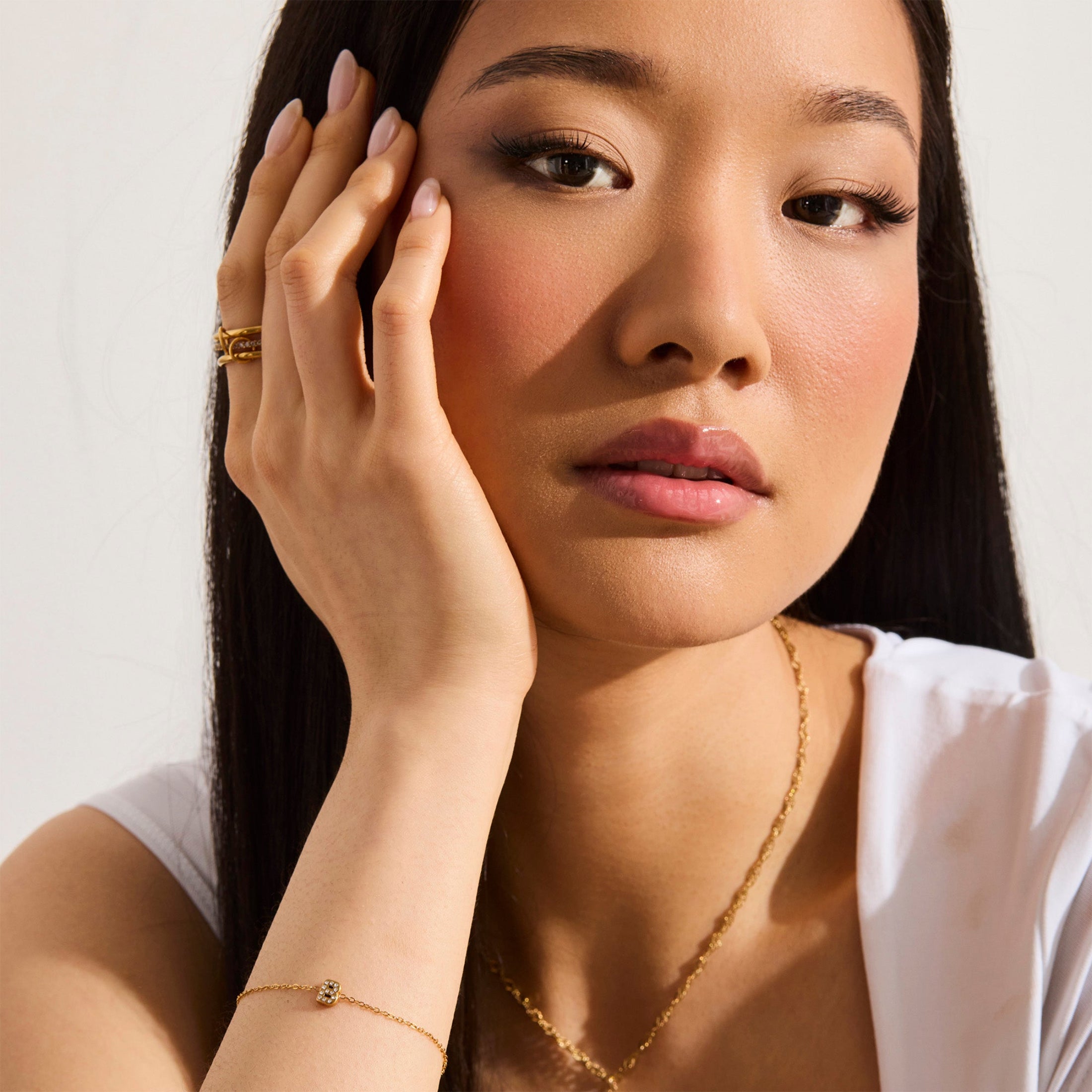 Stacked Linked Crystal Band Ring-Chicira