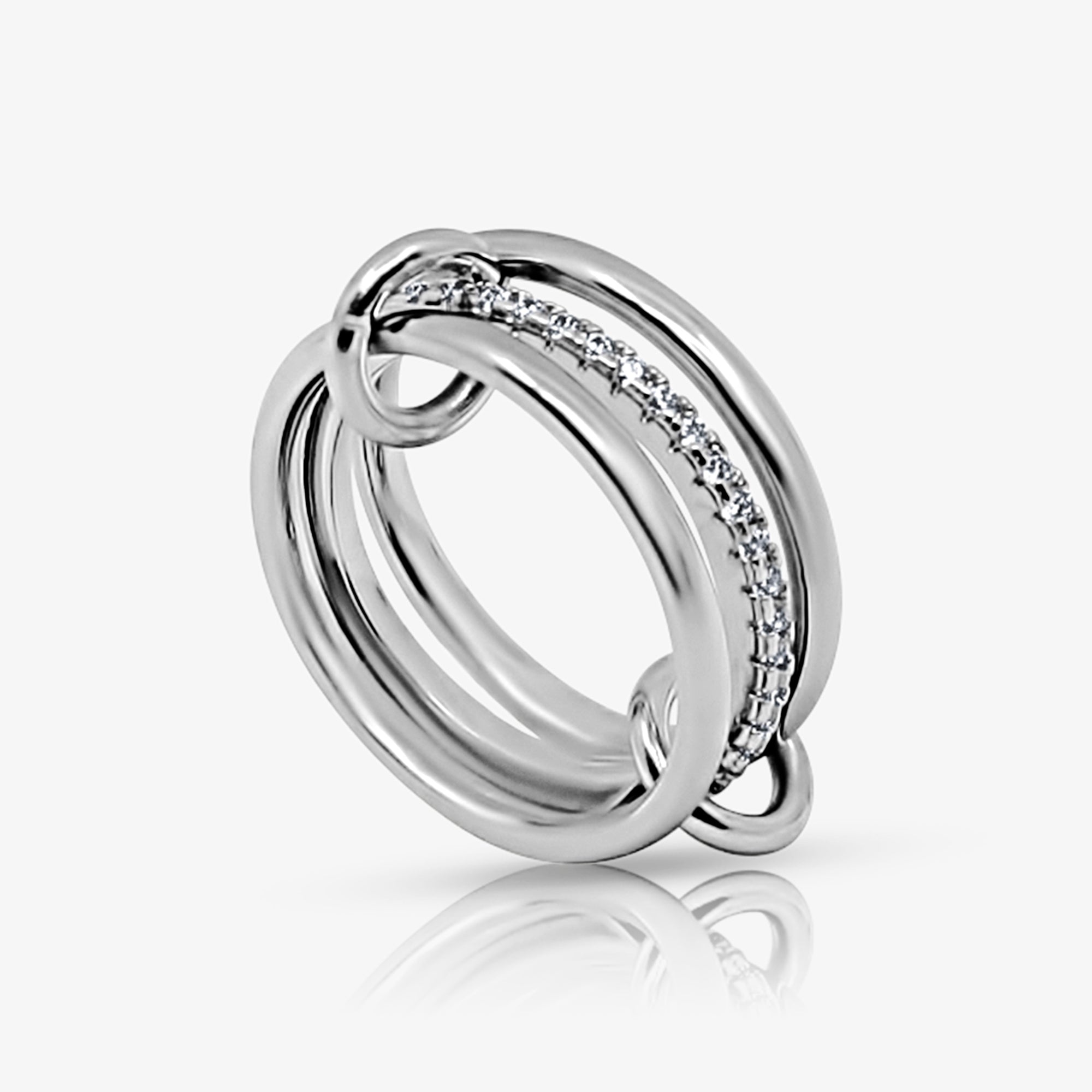 Stacked Linked Crystal Band Ring-Chicira