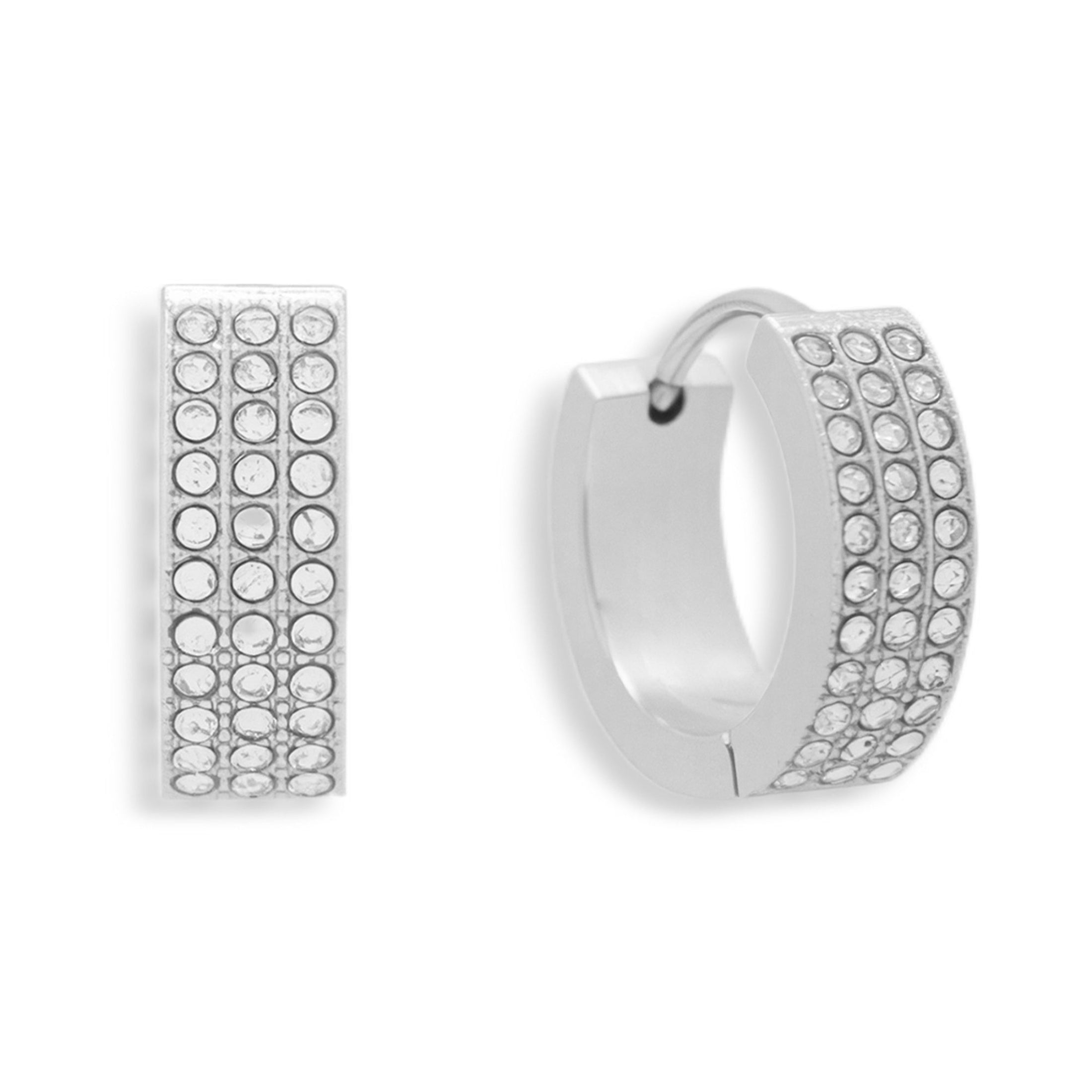 Pavé Crystal Huggie Hoop Earrings-Chicira