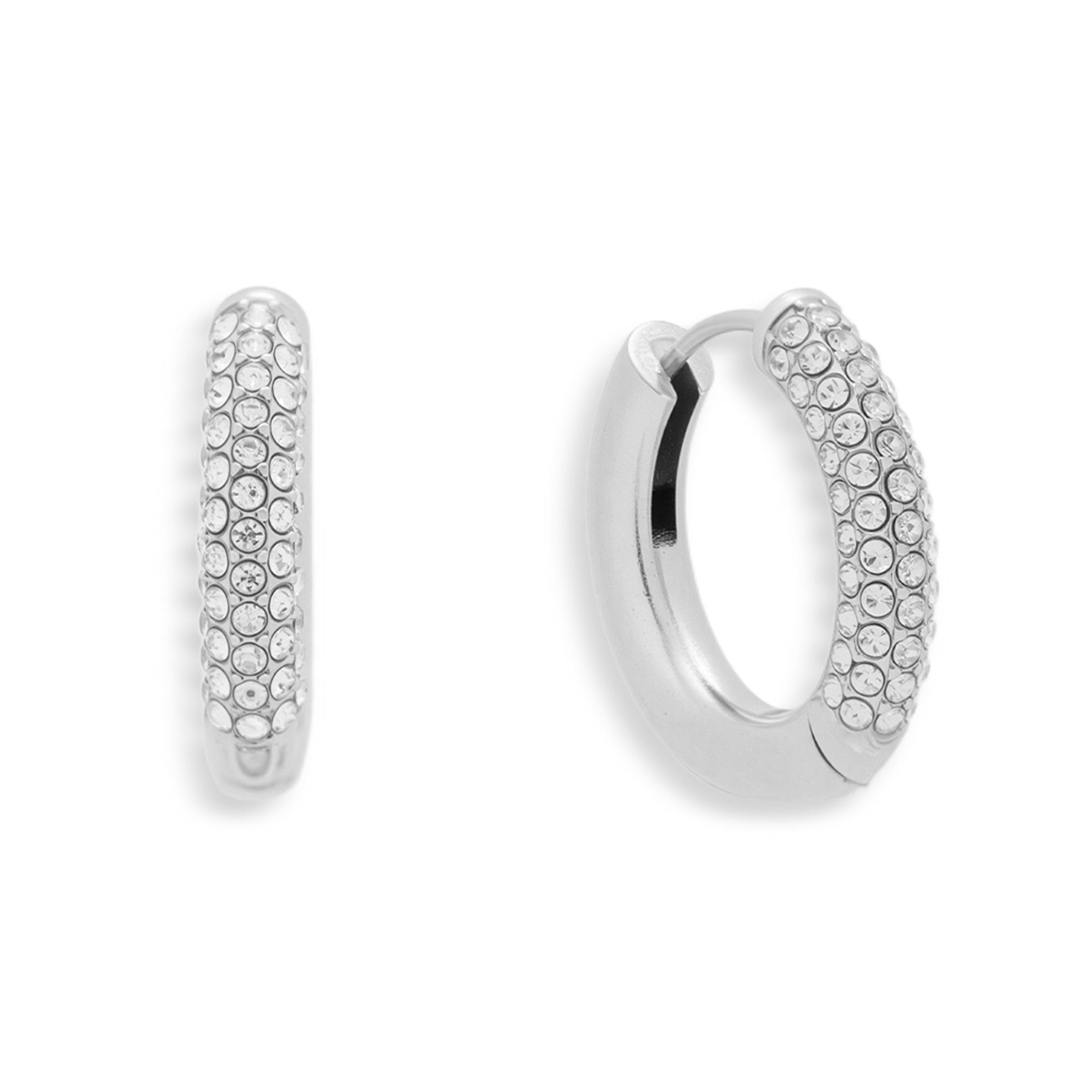 Crystal Pave Statement Hoops-Chicira