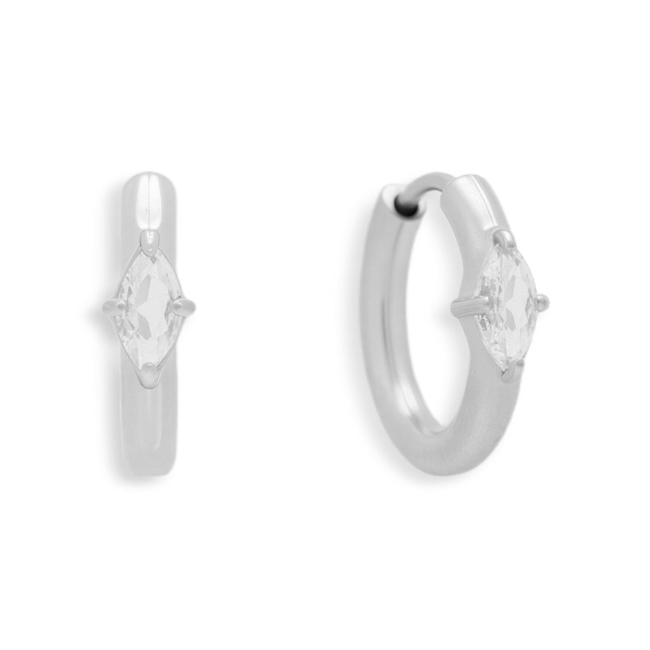 Marquise Crystal Huggie Hoop Earrings-Chicira