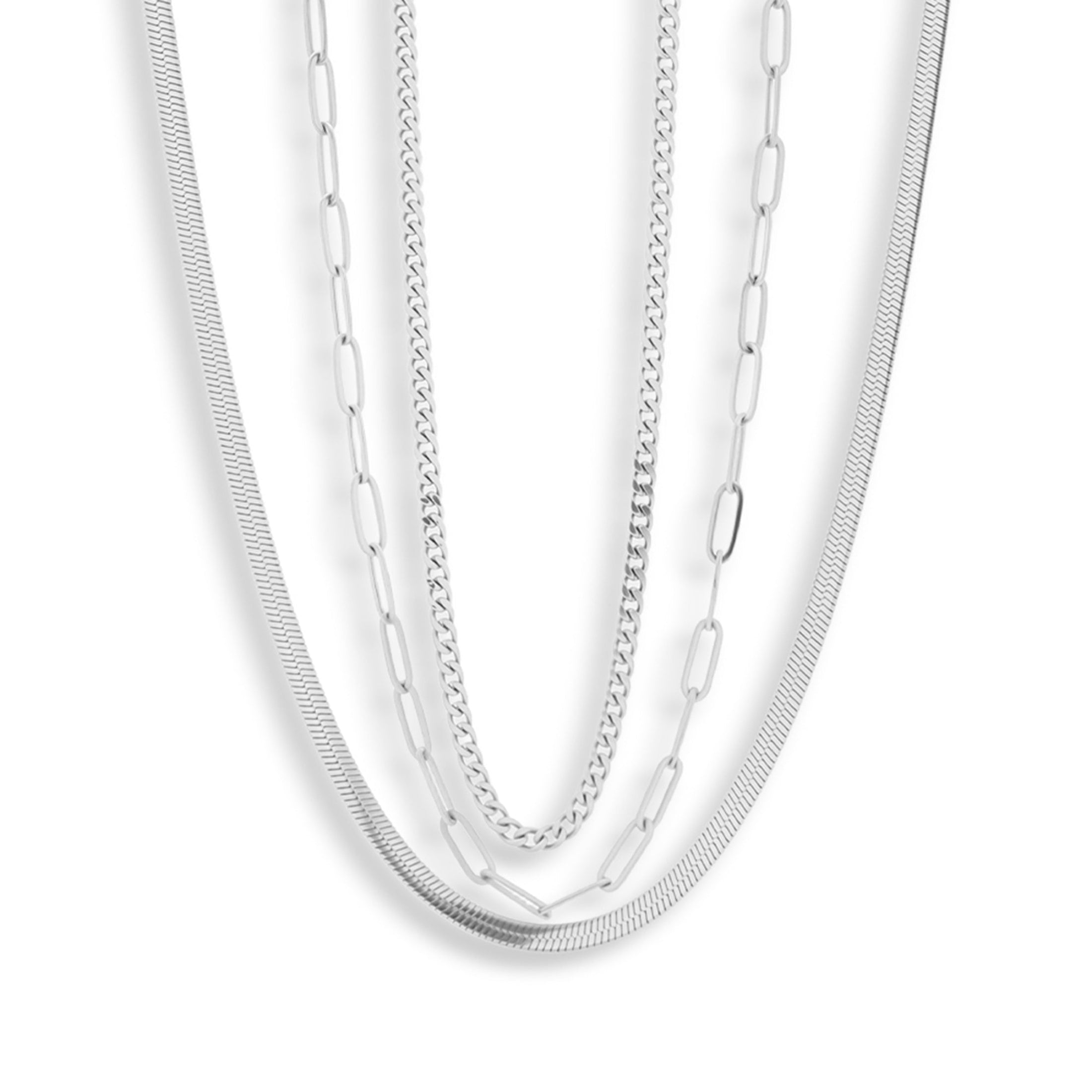 Triple Layer Chain Necklace Set-Chicira