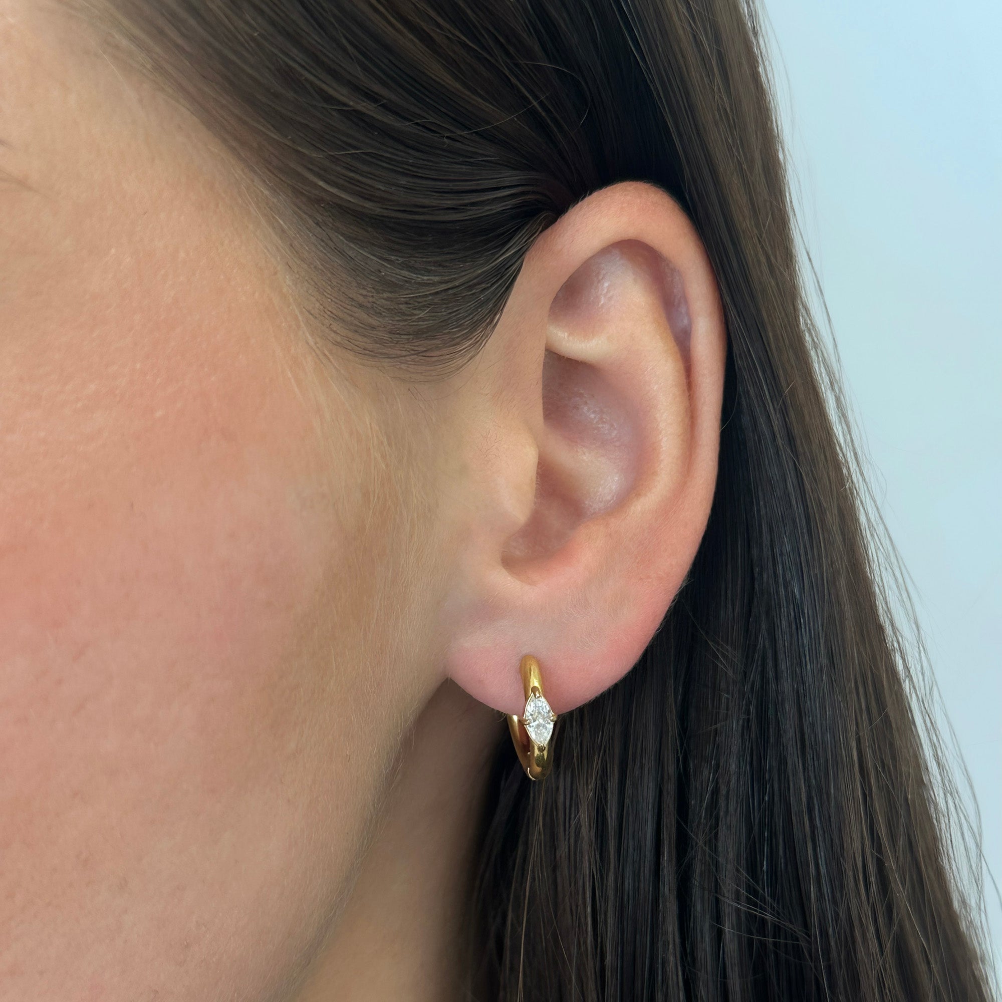 Marquise Crystal Huggie Hoop Earrings-Chicira