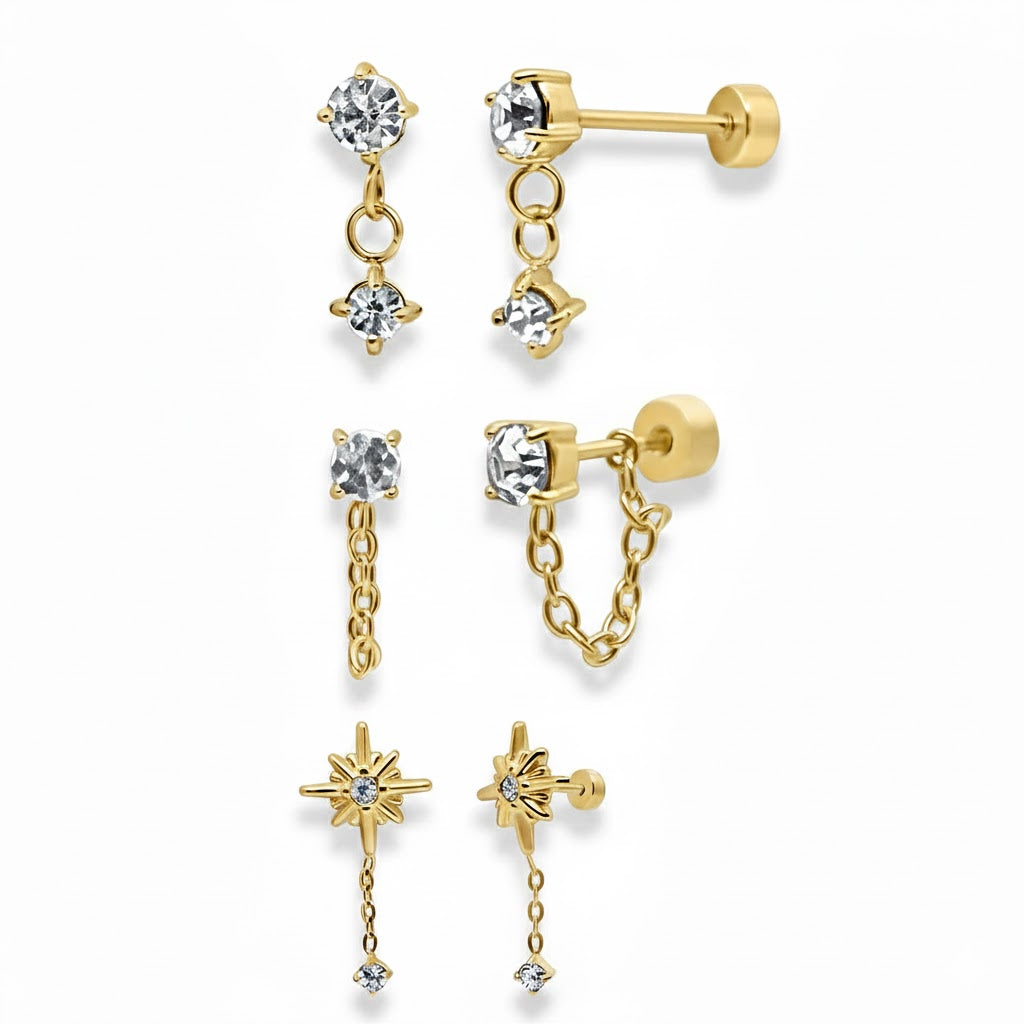 Meet Me At Midnight Flat Back Earring Bundle-Chicira