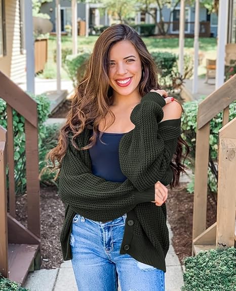Cardigan Sweaters for Women 100% Cotton Button-Down Oversized Knit Outerwear Fall Tops for Women 2026