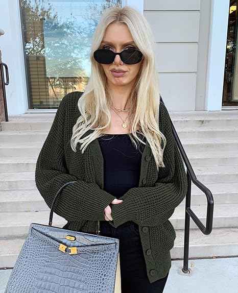 Cardigan Sweaters for Women 100% Cotton Button-Down Oversized Knit Outerwear Fall Tops for Women 2026